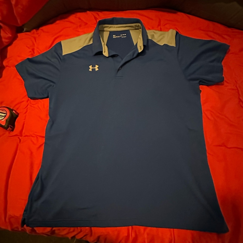 Under Armour Men's Blue and Gray Polo Shirt - Picture 5 of 9